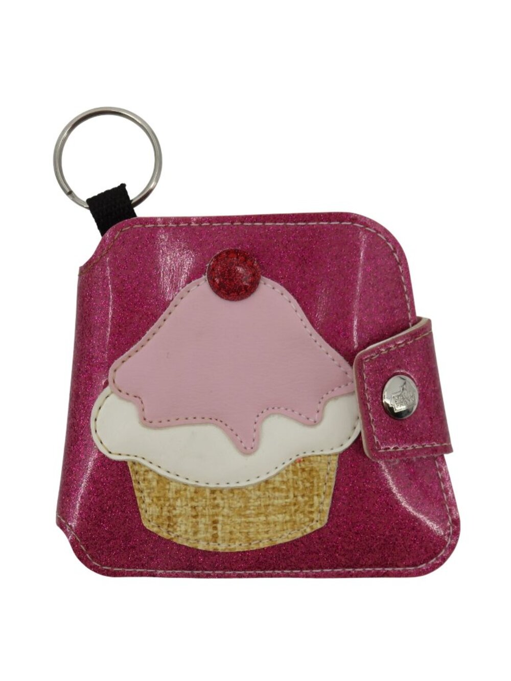 Y2K Paul Frank Pink Glitter Cupcake Sweet Treat Bifold Wallet Key Ring Cute VTG